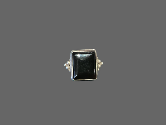 Angelique black stone ring