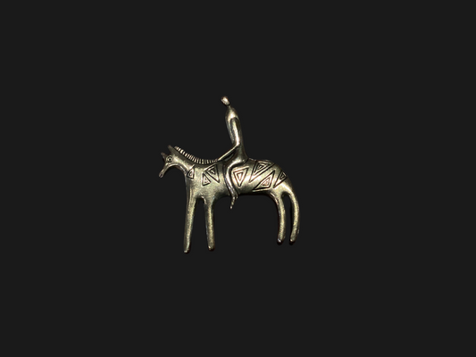 Angelique silver horseback rider pin