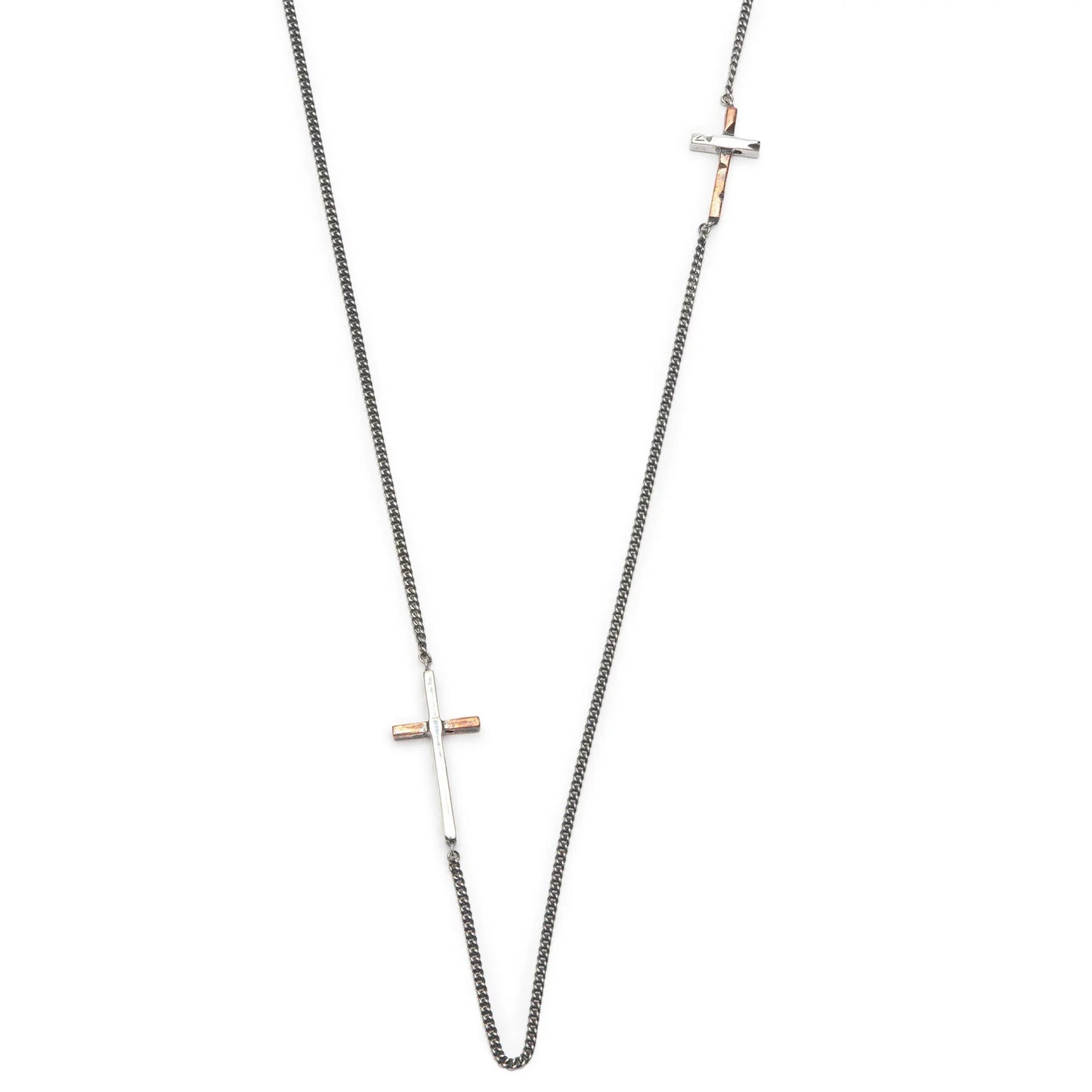 DOUBLE COPPER CROSS NECKLACE