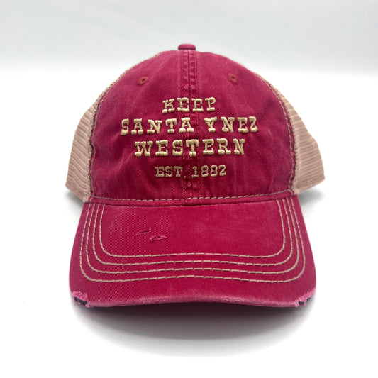 Keep Santa Ynez Western Mesh Hat- Ruby