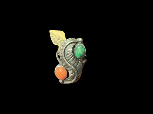 CP orange and green stone S shaped ring