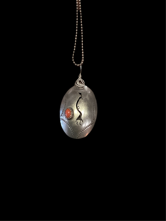 Angelique silver/orange pendant necklace