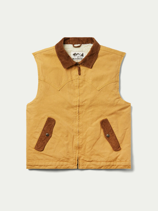 Schaefer Zip Canvas Vest with Sherpa lining