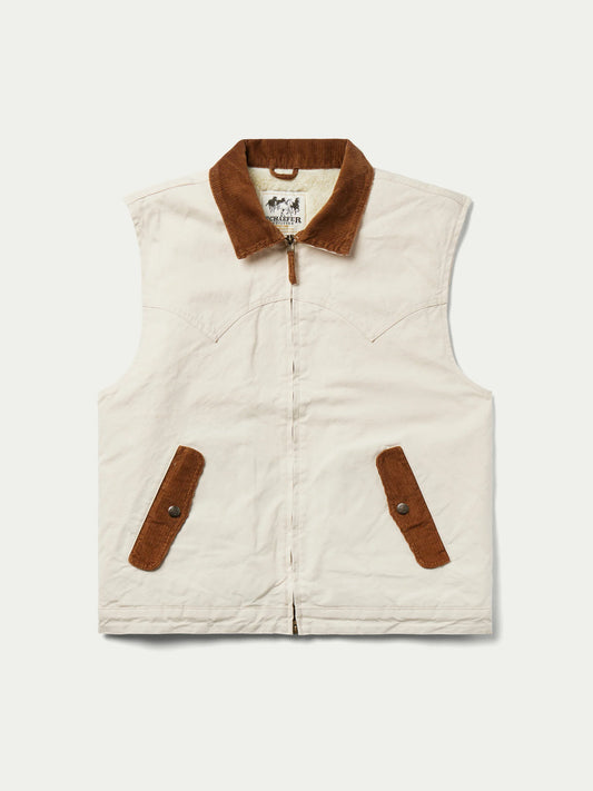 Shaefer zip canvas vest with sherpa lining
